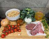 A picture of step 2 of Salt Marsh Lamb with Red Pesto Butterbeans.
