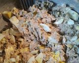 A picture of step 5 of Triple Stacked Egg and Tuna Sandwiches.