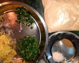 A picture of step 1 of Amaranth flour tikki.