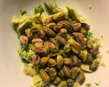 A picture of step 3 of King prawns on lentils and pistachios with avocado.