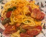 Foto del passaggio 3 della ricetta Spaghetti in padella 84 datterini e feta