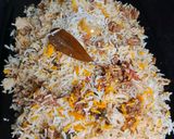 A picture of step 7 of Qeema biryani.