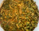 A picture of step 6 of Guvar tul nu shaak (cluster bean curry with sesame seeds).