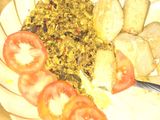Fried tofu with egg sauce