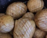 A picture of step 2 of Hedgehog Potatoes.