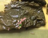 A picture of step 4 of Yaprak Sarma (stuffed grape leaves).