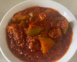 A picture of step 3 of Instant Babugosha pear achar.