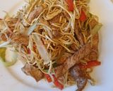 A picture of step 6 of Pork chow mein for 1.