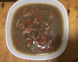 Une image de l'étape 11 de Soupe de lentilles au poivron rouge et lardons.