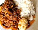 A picture of step 1 of Goatmeat n dryfish sauce.