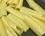 A picture of step 4 of Cannelloni Towers with Filling.