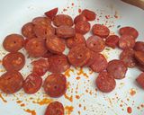 A picture of step 1 of Seafood pasta with chorizo.