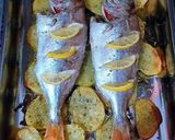 Foto del paso 5 de la receta: Besugos al horno con patatas, infusionados con aceite de tomillo