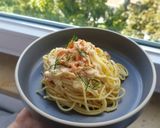 Φωτογραφία βήματος 4 της συνταγής Spaghetti με καπνιστό σολομό και κρέμα γάλακτος. 🍝