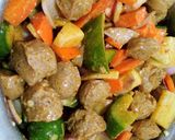 A picture of step 4 of Soyabean biryani.