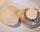 A picture of step 5 of Burger with scamorza, pancetta and caramelised onions.