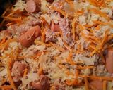A picture of step 2 of Sauerkraut Sausage and Hotdogs.