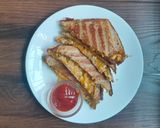 A picture of step 4 of Tandoori mayo vegetable grilled Sandwich.