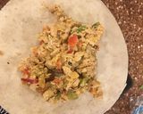 A picture of step 7 of Fajita green chile enchiladas.