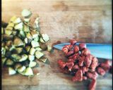 A picture of step 2 of Spanish chorizo breakfast scramble.