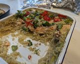 A picture of step 8 of Green thai salmon and asparagus tray bake.