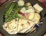 A picture of step 6 of Chicken, Potato & Green Beans Oven Style.