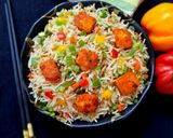 A picture of step 10 of Paneer fried rice for kids.
