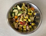 A picture of step 3 of Pasta with roasted vegetables and feta cheese salad.