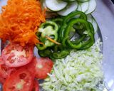 A picture of step 2 of Tortilla Wrap with egg and veggies.