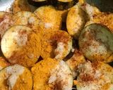 A picture of step 2 of Baingan Bhaja (Bengali Eggplant Fritters).