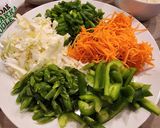 A picture of step 1 of Stir Fried Mixed Vegetables and Eggs Hakka Noodles.