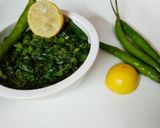 A picture of step 3 of Green chilli Thecha.