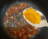 A picture of step 4 of Bhindi curry/ladies finger curry.