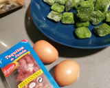 Foto del paso 1 de la receta: Huevos revueltos con espinaca y jamón