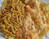 A picture of step 4 of Mustard chicken in carrot and parsnip sauce.