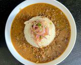 A picture of step 8 of Dal Bukhara With Steam Brown Rice & Onion Salad.