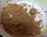 A picture of step 5 of Besan laddo with gud powder.