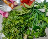 A picture of step 1 of Green garlic coriander chutney.