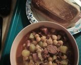 A picture of step 10 of Spanish Bean Soup from my Mother's Recipe Card.