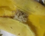 A picture of step 6 of Surul /churul appam (coconut crepe roll).