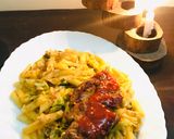 A picture of step 8 of Pasta with pepper steak 🥩.