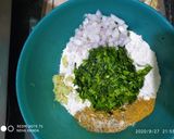 A picture of step 1 of Drumstick(sahjan) leaves paratha with drumstick chutney.