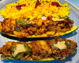 Foto del paso 7 de la receta Calabacines rellenos y arroz a la cúrcuma fresca