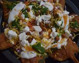 A picture of step 2 of Crispy Palak Patti Chaat.