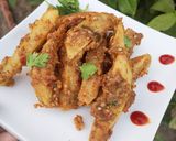 A picture of step 3 of Aloo fries pakoray.