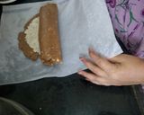 A picture of step 5 of Chocolate Kaju Swiss Roll.