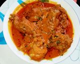 A picture of step 8 of Banga soup with fresh cat fish and beef.