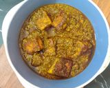 A picture of step 14 of Palak Paneer (no onion, no garlic)..