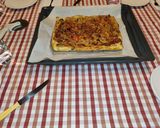 Foto del paso 12 de la receta: Empanada de hojaldre con bacon, cebolla, pimiento rojo, champiñones y nata para cocinar