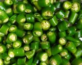 A picture of step 1 of Green Chilli Pickle.
